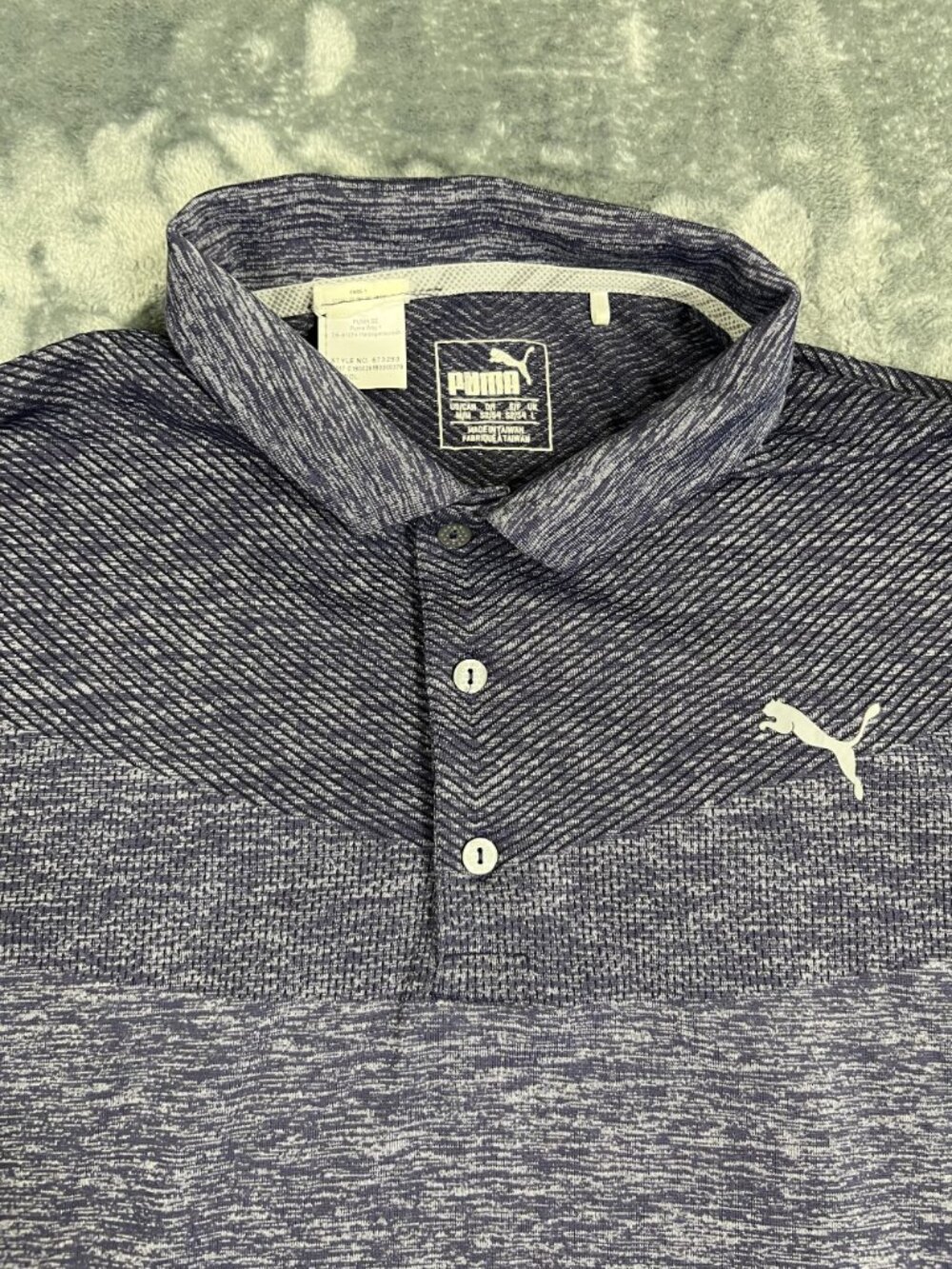 Puma Mens Heathered Golf Polo Shirt M Purple Lightweight Stretch Performance - Picture 5 of 11